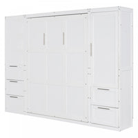 Angela Engineered Wood Murphy Wall Bed With Drawers And Shelves, Queen Size - White 