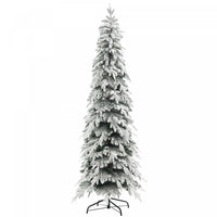 Homcom 7ft Flocked Pencil Christmas Tree With Auto Open, Steel Base