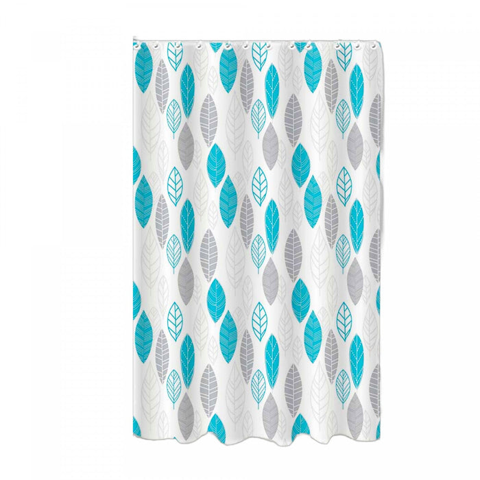 14pc Set Peva S. Curtain 12 Hooks and Bathmat Leaves Shower Curtains