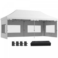 Outsunny 20' X 10' Pop-up Canopy Instant Tent Shelter W/ Roller Bag, White