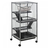 Pawhut 4-tier Rolling Small Animal Cage Pet Mink Chinchilla Small Cat Hutch Pet Play House With Hamm