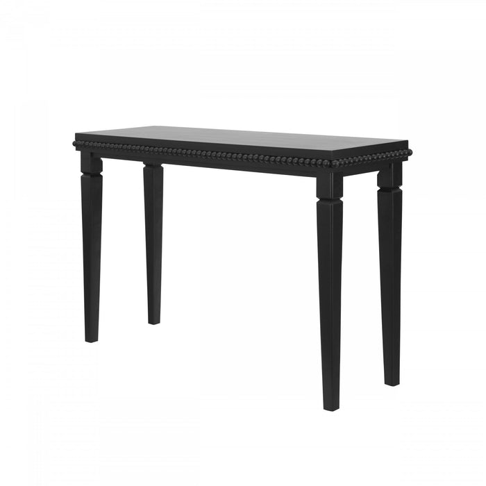 Martha 47.25\" Rustic Wood Sofa Table with Decorative Beaded Trim - Black 