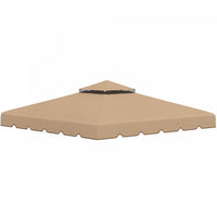 Outsunny 9.8'x9.8' Double Roof Gazebo Replacement Canopy Top Cover, Khaki