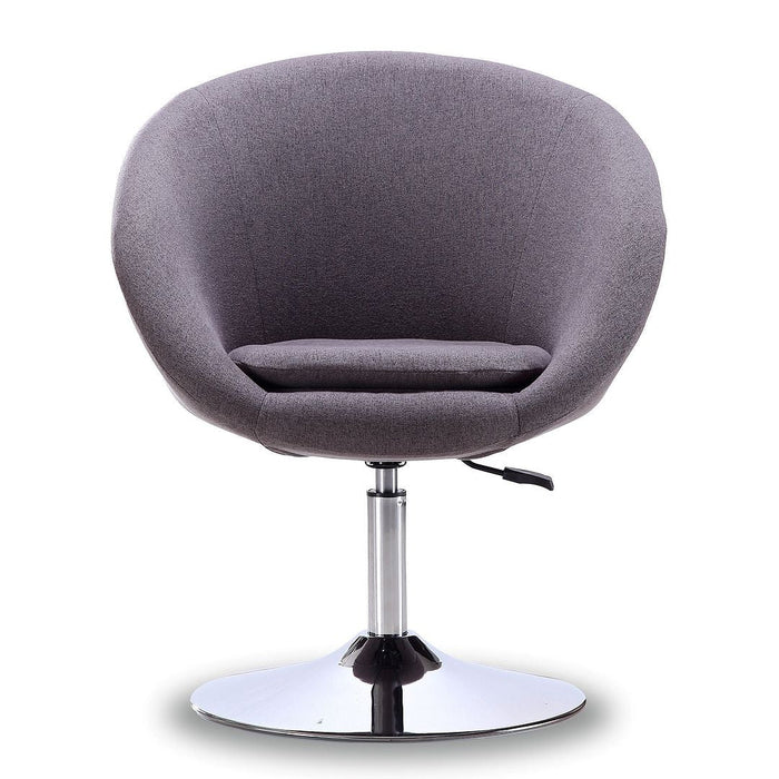 Manhattan Comfort Hopper Polished Chrome Twill Adjustable Height Accent Chair - Grey
