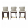 Blair Modern Wood Upholstered Counter Stool in Stone - Set of 3 Bar Stool 