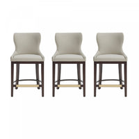 Blair Modern Wood Upholstered Counter Stool in Stone - Set of 3 Bar Stool