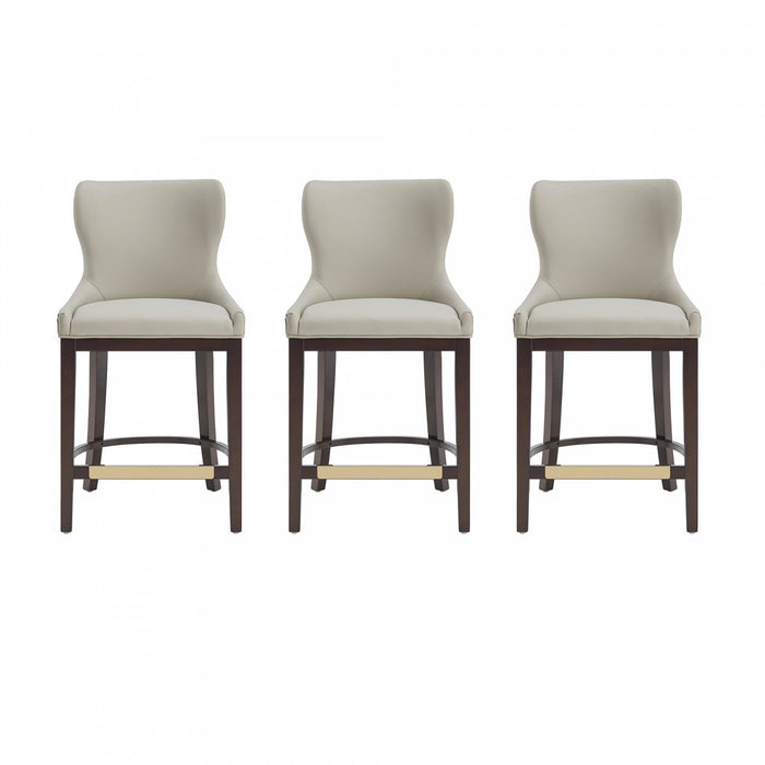 Blair Modern Wood Upholstered Counter Stool in Stone - Set of 3 Bar Stool 