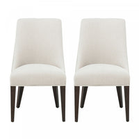Beever Modern Wood Chenille Dining Chair in Cream - Set of 2 