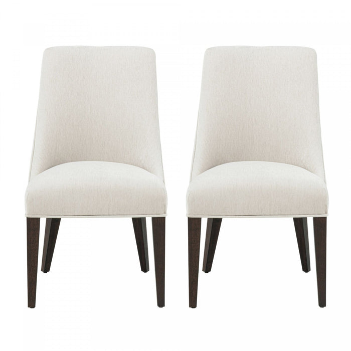 Beever Modern Wood Chenille Dining Chair in Cream - Set of 2 