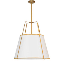 Dainolite Trapezoid 3 Light Pendant Trapezoid Gold/White Shade White Fabric Diffuser Lamp