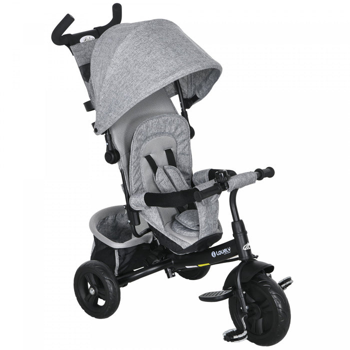 Qaba 6 In 1 Toddler Tricycle, Kids Trike With Foldable Canopy, Removable Parent-push Handle And Cove