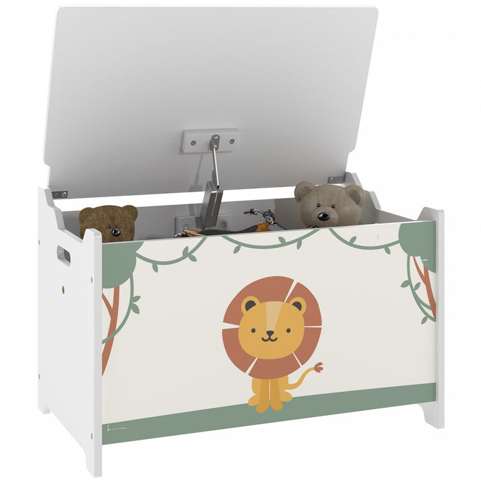 Qaba Toy Box, Kids Storage Chest With Lid, Safety Hinges And Groove Handles, Toy Storage Organizer For Boys, Girls, Green