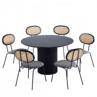 Hathaway and Jardin Modern Industry Chic 7-Piece Dining Set in Black and Gray Dining Room Set 