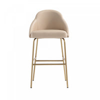 Gracie Modern Metal Upholstered Barstool in Tan and Gold Armoire 