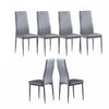 Ava Modern Diamond Grid Pattern Dining Chair Set (6-Pack) with Fireproof Leather and Metal Frame,Grey  