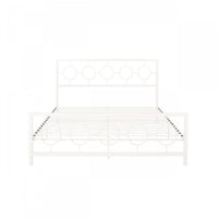 Robert Metal Construction Bed Frame With Circular Design Headboard And Footboard,king Size,white King Bed