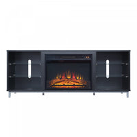 Brighton Modern 2-Piece Electric Fireplace in Black and Onyx 