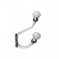 Iron Hook with Ceramic Ivory Knob Nickel - Set of 4 Hooks