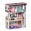 Qaba 13 Pcs Kids 3-story Dollhouse, Dreamhouse Villa, For Toddler, Little Girls, Multi-level House, 