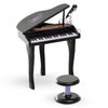 Qaba Mini Electronic Musical Piano 37 Key Keyboard Multifunction Kids Toy With Microphone Stool, Bla