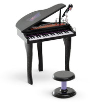 Qaba Mini Electronic Musical Piano 37 Key Keyboard Multifunction Kids Toy With Microphone Stool, Bla