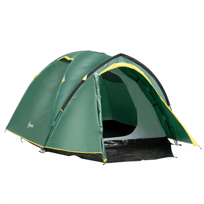 Outsunny 2-3 Person Camping Tent With Weatherproof Vestibule, 2 Rooms, Backpacking Tent With 2 Mesh 