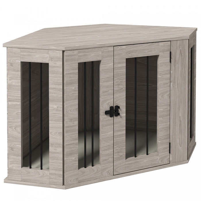 Pawhut 41\" Dog Crate Furniture, Corner Dog Crate End Table For Medium And Small Dogs, Indoor Dog Cag