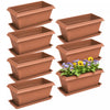 Outsunny 7 Pack 15.7" Plant Pots, Flower Planters w/ Drainage Holes, Brown