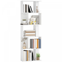 HOMCOM Geometric Bookcase, 5-Tier S Shaped Bookshelf, White