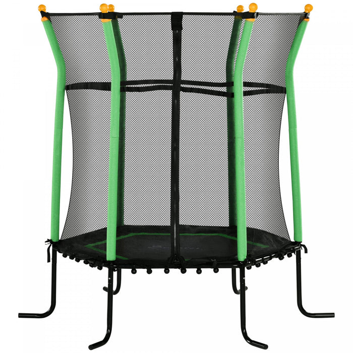 Soozier 63" Kids Trampoline Mini Indoor Bouncer Jumper with Enclosure Net Elastic Thick Padded Pole Gift for Child Toddler Age 3-10 Years Old Green