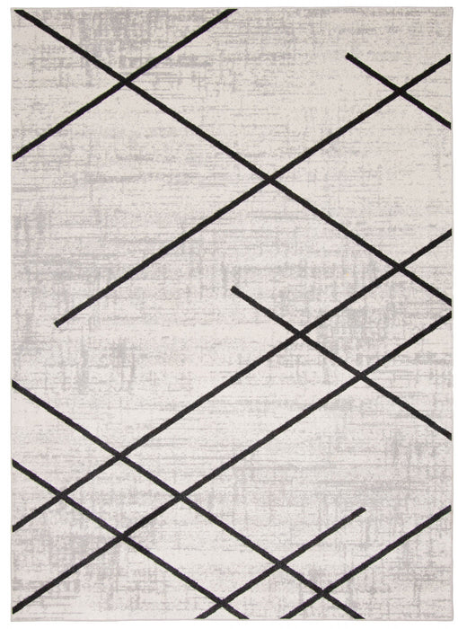Damali Ivory/Black Machine Washable Area Rug - 5'0\" x 7'0\"