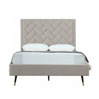 Crosby Modern Upholstered Velvet Full Bed in Greige 