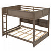 Aaron Wood Bunk Bed With Storage Cabinets And Usb Ports, Queen Size - Antique Wood 