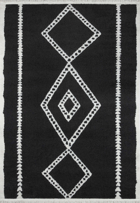 Zelda Contemporary 5'3\" x 7'2\" Area Rug in Black Indoor Area Rug 