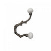Iron French Hook with Ceramic Ivory Knob Antique Brass - Set of 4 Hooks