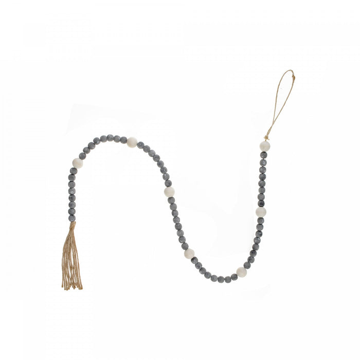 Dual Wood Bead Garland Grey Christmas Ornaments