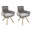 Timothy Velvet Swivel Dining Chairs with Tufted Upholstered and Metal Legs Set of 2, Grey  