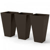 Outsunny 28" Tall Plastic Planters, Set of 3 Garden Flower Pots, Brown