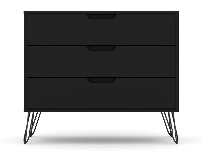 Manhattan Comfort Rockefeller Mid-Century Modern Dresser with 3-Drawers - Black