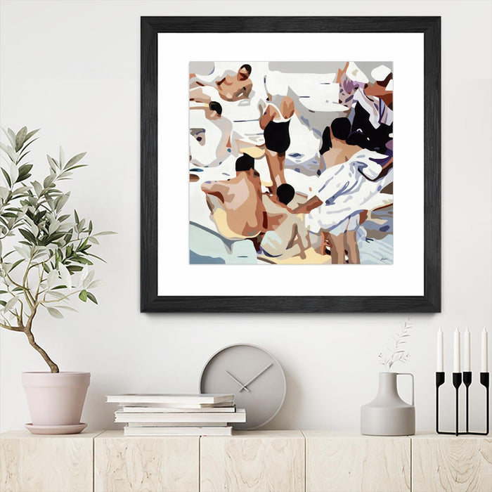 \"Tammy & Greg's Pool Party\" Matted and Framed Black 36x36 Wall Art