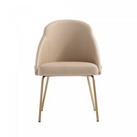 Gracie Modern Metal Vegan Leather Dining Chair in Tan and Gold 