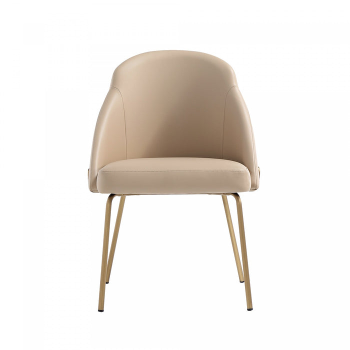 Gracie Modern Metal Vegan Leather Dining Chair in Tan and Gold 