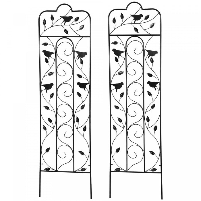 Outsunny Garden Trellis With Birds For Climbing Plants, 2 Pack, 59\" Tall