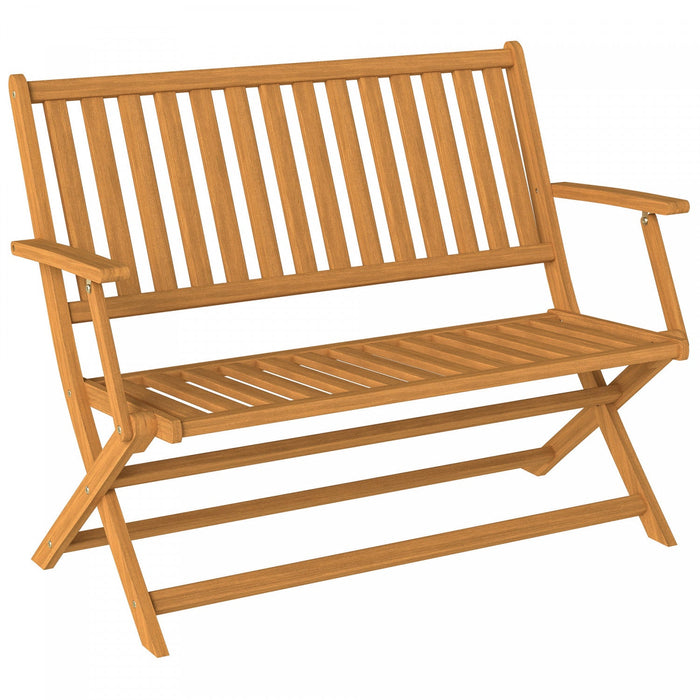 Outsunny Outdoor Bench, 46.5" Foldable Acacia Wood Loveseat, Teak