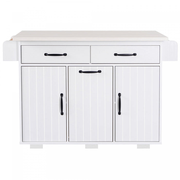 Nathan Kitchen Island With Tilt-out Trash Cabinet And Storage - White 