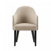 Hillman Modern Wood Vegan Leather and Velvet Armchair in Sand Dining Chair 