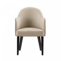 Hillman Modern Wood Vegan Leather and Velvet Armchair in Sand Dining Chair