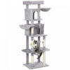 PawHut Cat Tree, 69" Cat Tower for Indoor Kittens, Multi-Level Tower with 2 Condos, Scratching Posts, 2 Hammocks, Perches, Pompoms for Multiple Kitties, Light Grey