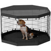 Pawhut Dog Playpen, 8 Panels Foldable Dog Pen With Waterproof Bottom Pad, Sunproof Top Cover, 36\"h D