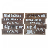 Asymmetrical Wood Wall Sign Farm Life - Set of 2 Wall Decor